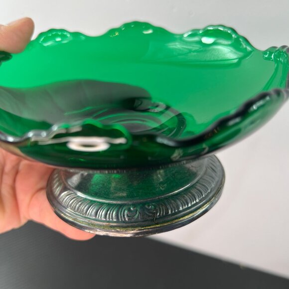 Emerald Green Sterling Silver Frank Whiting Compote Bowl Trinket Candy Dish 2074 - Picture 4 of 8
